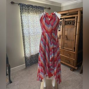 Dress, striped, hi-low, size 12